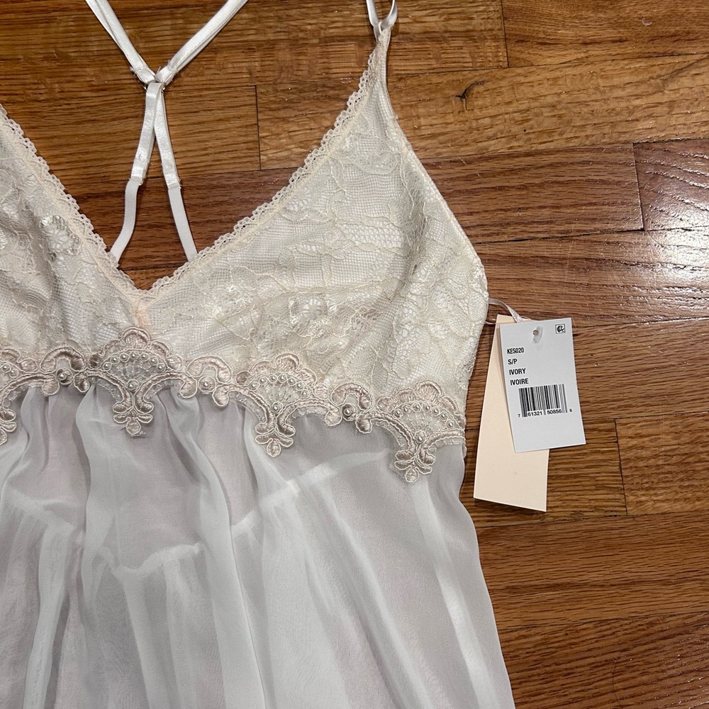 Linea Donatella Ivory Sheer Nightgown - Picture 4 of 6